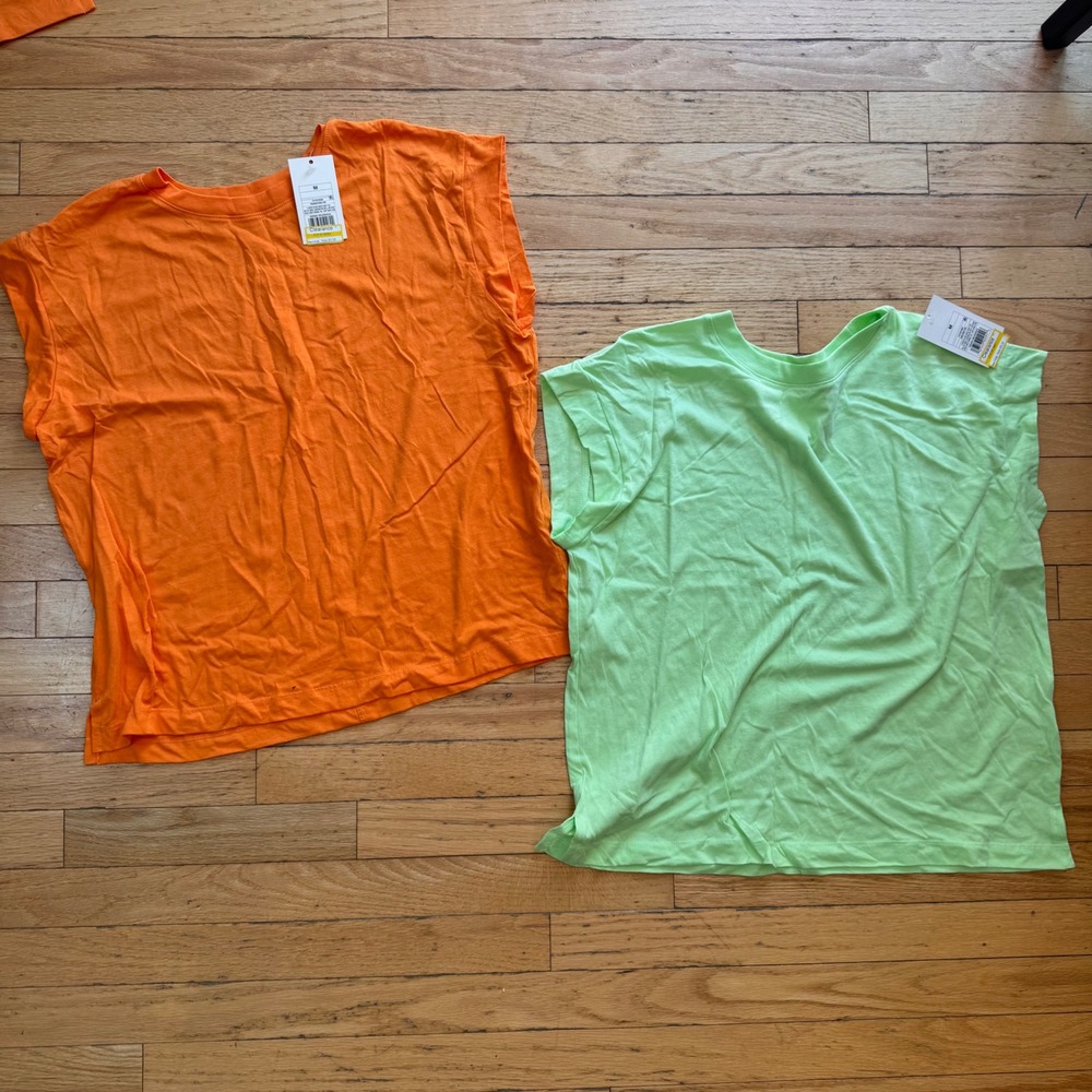 A New Day Womens Muscle Tee Bundle Orange Lime Green Cotton Modal Size M 2pk